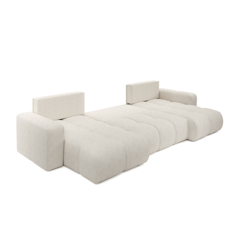 Rasklopiva tapecirana sjedeća garnitura u obliku slova U s spremištem ALMADA, bež