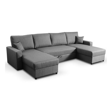 Rasklopiva U-kutna garnitura s spremištem JANISE, siva