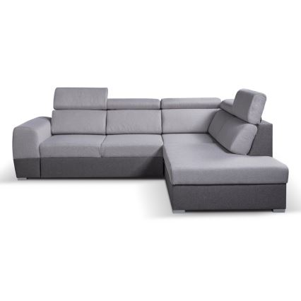 Rasklopivi kutni sjedeći garnitura u obliku slova L s prostorom za pohranu MATRIX siva desna