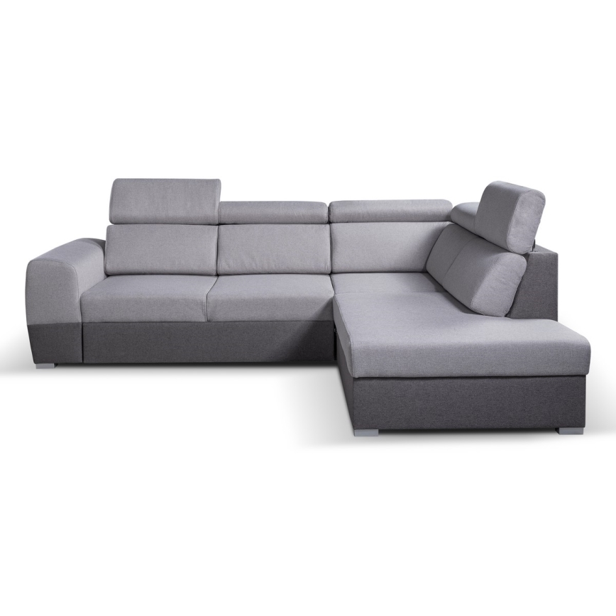 Rasklopivi kutni sjedeći garnitura u obliku slova L s prostorom za pohranu MATRIX siva desna