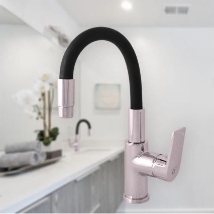 RAV Slezák CO119.0/15 - Kuhinjska slavina s fleksibilnim izljevom COLORADO 25 cm crna/sjajni krom