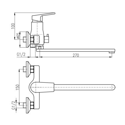 RAV Slezák CO153.5CMATZ - Kupaonska miješalica za kadu COLORADO crna/zlatna