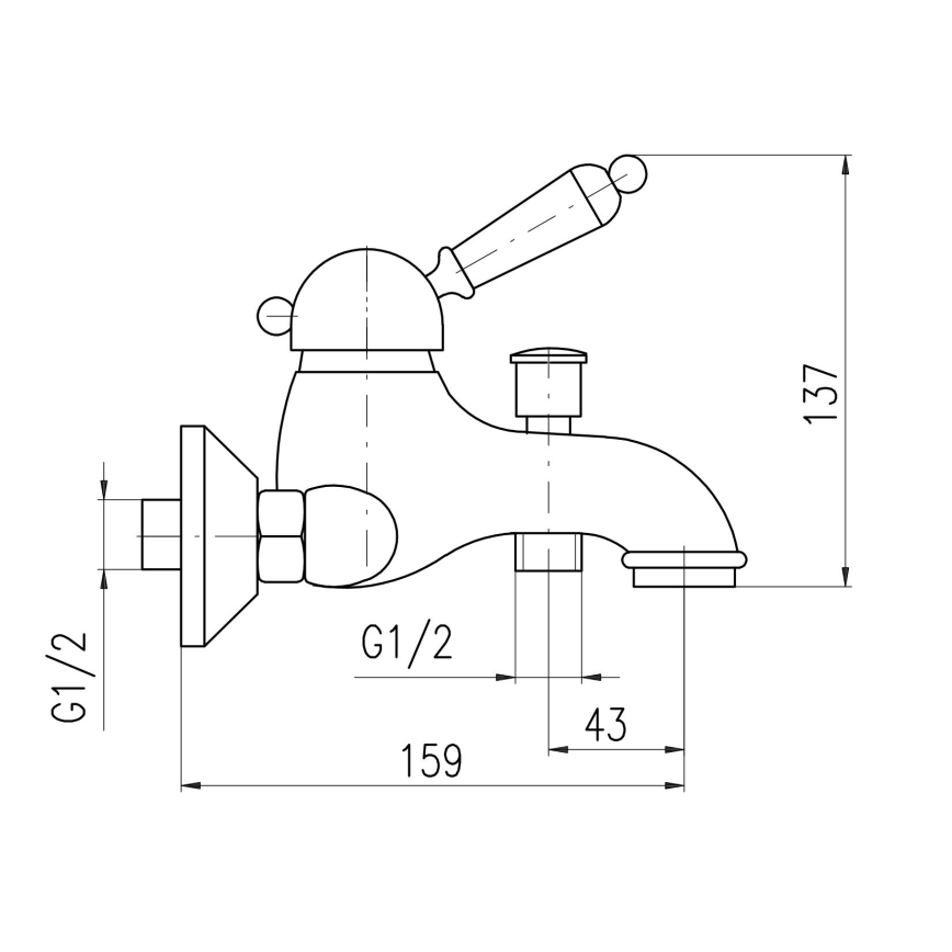RAV Slezák L554.5CMAT - Kupaonska miješalica za kadu LABE RETRO 13,7 cm mat crne boje