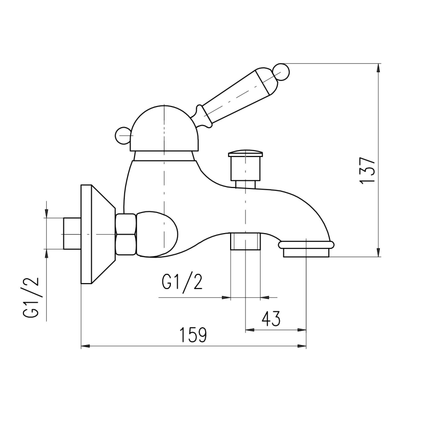 RAV Slezák L554.5SM - Miješalica za kadu LABE RETRO 13,7 cm, stari mesing