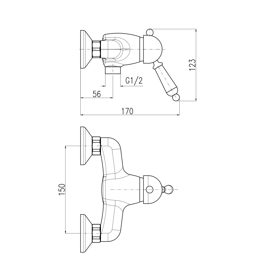 RAV Slezák L581.5CMAT - Miješalica za tuš LABE RETRO 12,3 cm, mat crne boje