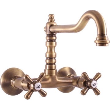 RAV Slezák MK102.5/28SM - Miješalica za umivaonik i sudoper MORAVA RETRO 16,8 cm antikni mesing