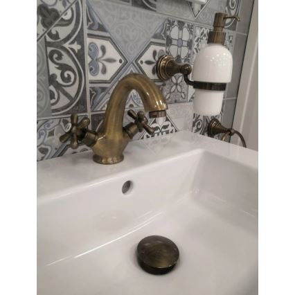 RAV Slezák MK128.0SM - Miješalica za umivaonik MORAVA RETRO 16 cm, starinski mesing