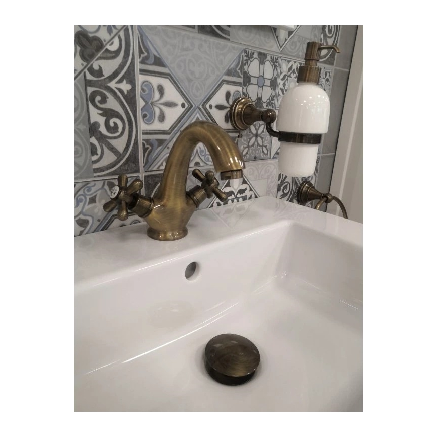 RAV Slezák MK128.0SM - Miješalica za umivaonik MORAVA RETRO 16 cm, starinski mesing