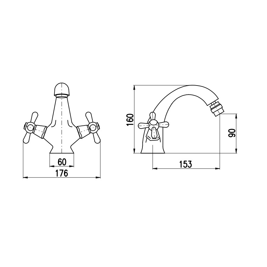 RAV Slezák MK143.0SM - Baterija za bide + odtok MORAVA RETRO 16 cm stari mesing