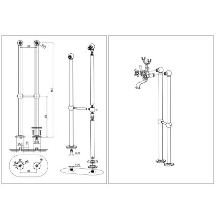 RAV Slezák MK150.5/2CMATSM - Set za kadu s miješalicom MORAVA RETRO crna/mesing