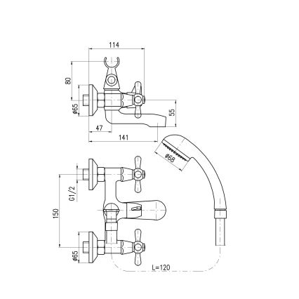 RAV Slezák MK154.5/1 - Komplet za kadu s miješalicom MORAVA, sjajni krom