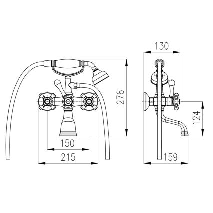 RAV Slezák MK159.5/2SM - Set za kadu s miješalicom MORAVA RETRO, antikni mesing