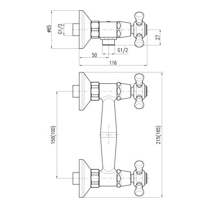 RAV Slezák MK180.5/1CMATSM - Tuš set s baterijom MORAVA RETRO crna/mesing