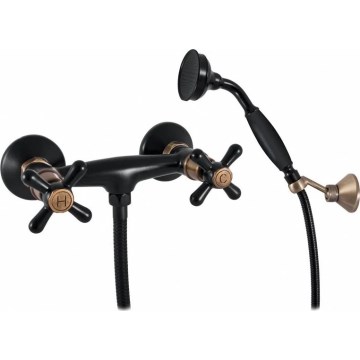 RAV Slezák MK180.5/2CMATSM - Tuš set s miješalicom MORAVA RETRO crna/mesing