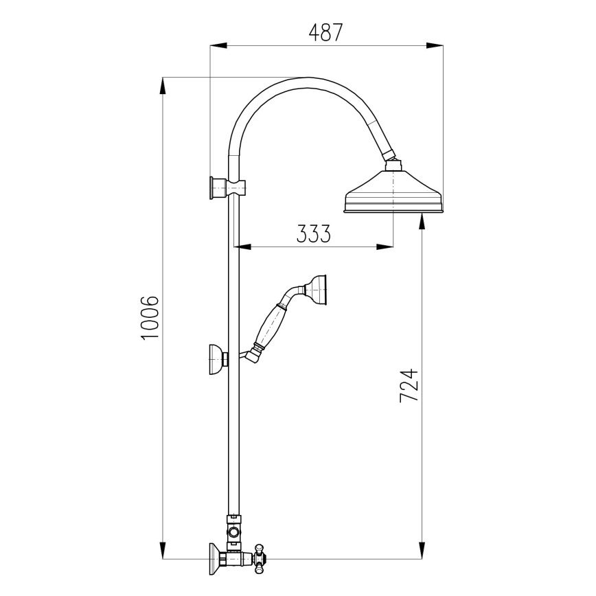 RAV Slezák MK181.5/3SM - Tušni set s miješalicom MORAVA RETRO, starinski mesing