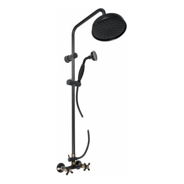 RAV Slezák MK181.5/7CMATSM - Set za tuširanje s miješalicom MORAVA RETRO, crna/mesing