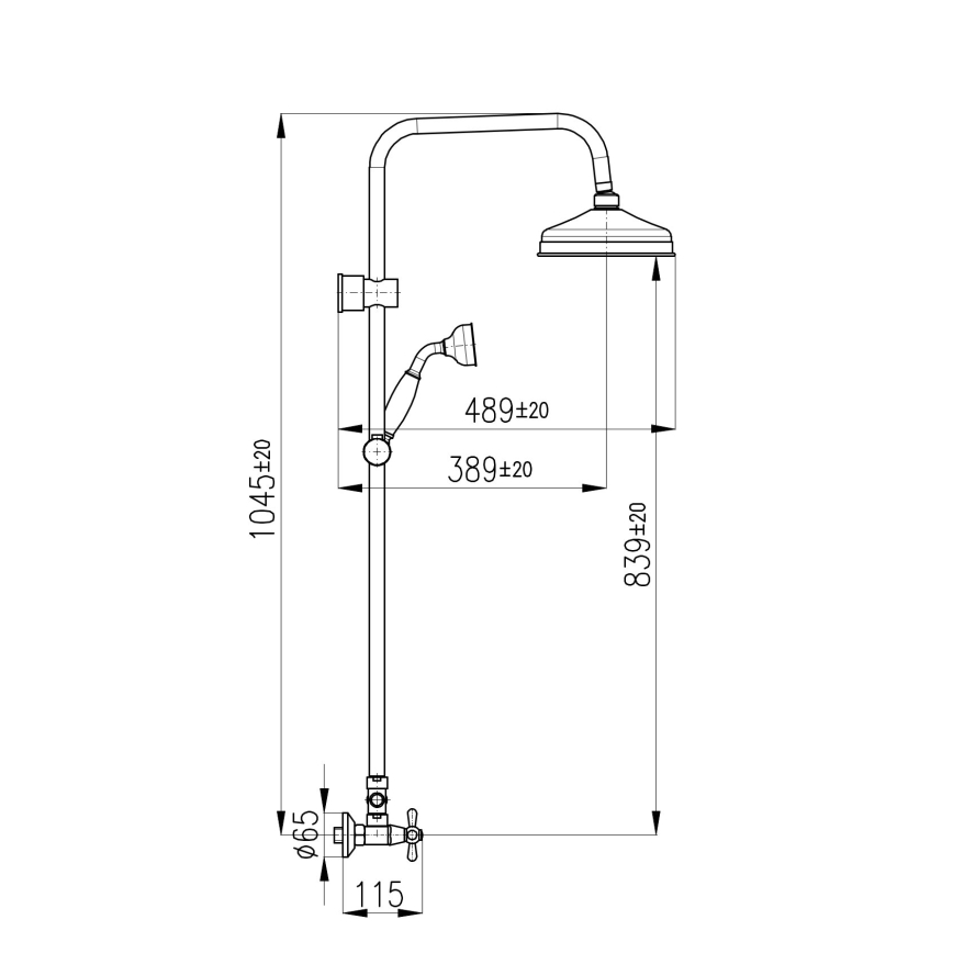 RAV Slezák MK181.5/7CMATSM - Set za tuširanje s miješalicom MORAVA RETRO, crna/mesing