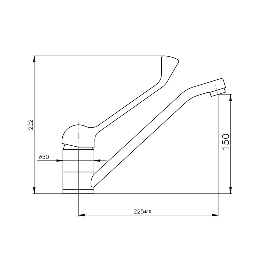 RAV Slezák MS605.0 - Baterija za umivaonik s medicinskom polugom MISSISSIPPI 22,2 cm sjajni krom