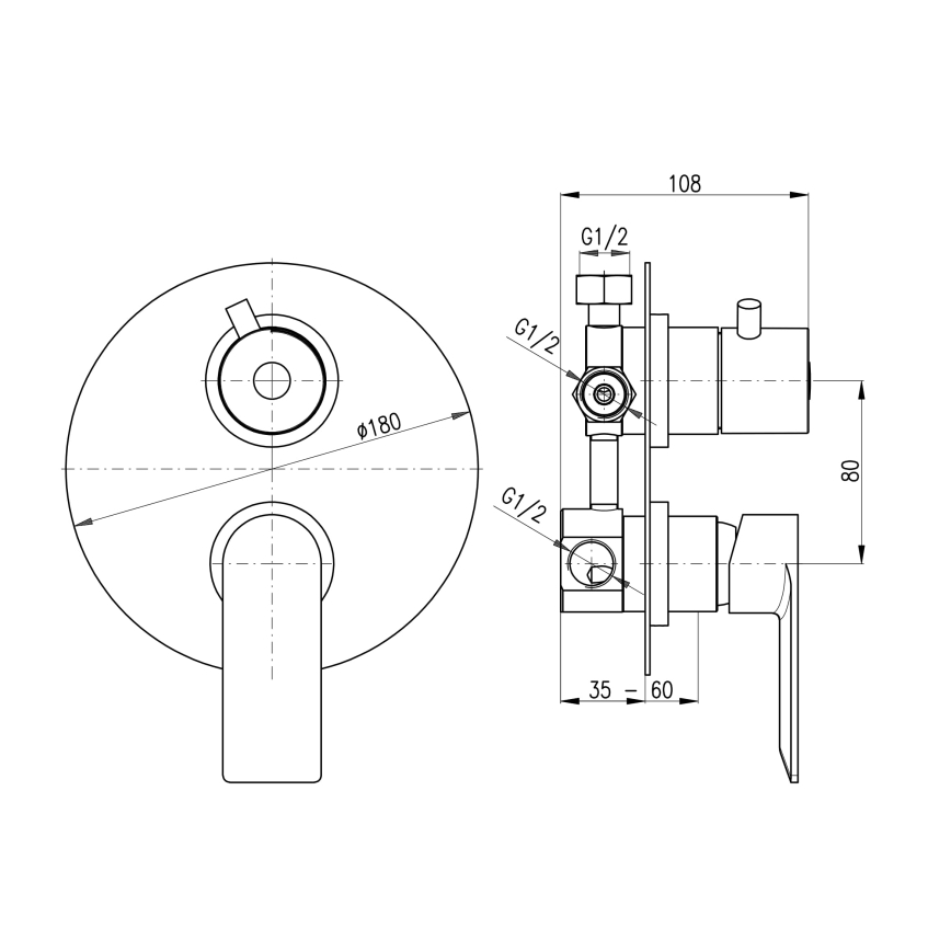 RAV Slezák NL187.3 - Tuš miješalica za podžbuknu ugradnju NIL sjajni krom