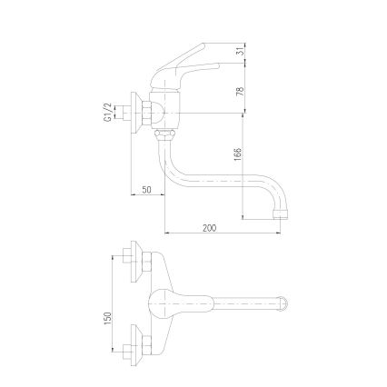 RAV Slezák SA001.5/21 - Miješalica za sudoper i umivaonik SAZAVA, sjajni krom
