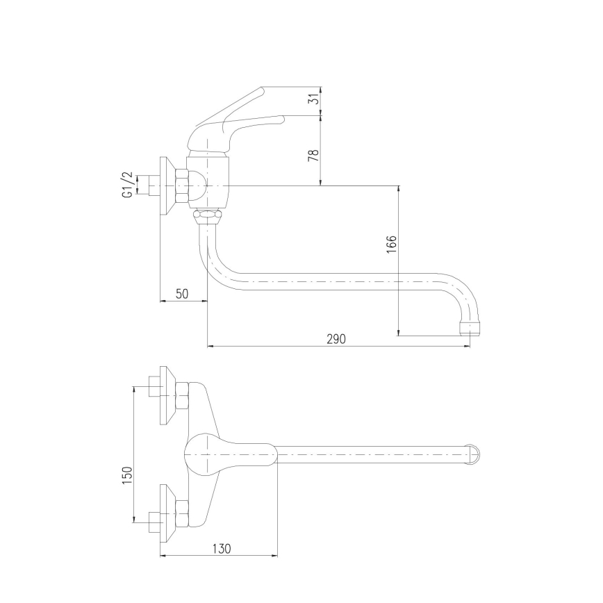 RAV Slezák SA001.5/22 - Miješalica za sudoper/umivaonik SAZAVA sjajni krom