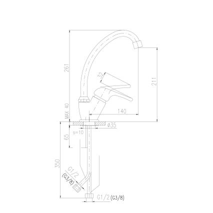 RAV Slezák SA006.0/1 - Kuhinjska miješalica SAZAVA 26,1 cm, sjajni krom