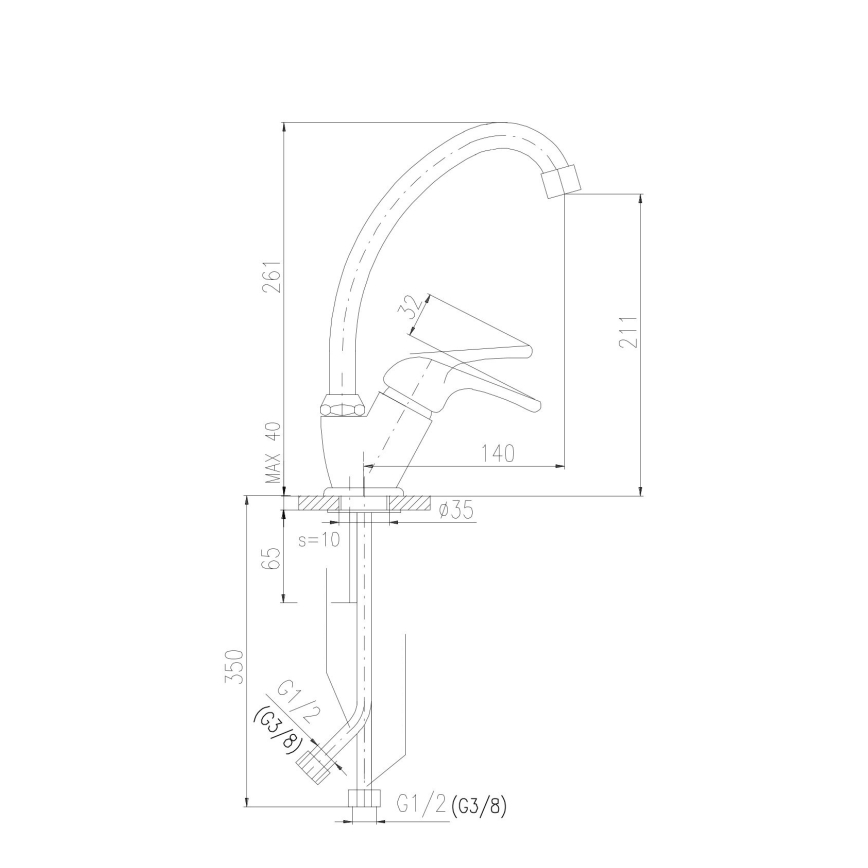RAV Slezák SA006.0/1 - Kuhinjska miješalica SAZAVA 26,1 cm, sjajni krom