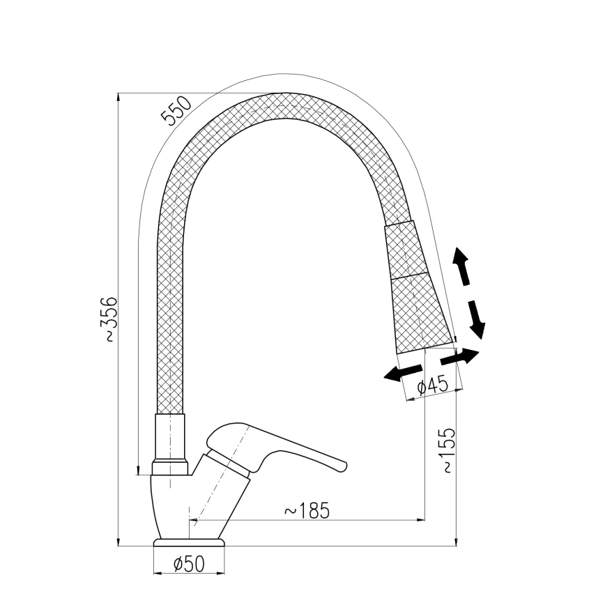 RAV Slezák SA006.0/13S - Kuhinjska miješalica SAZAVA s fleksibilnim izljevom, 35,6 cm, siva/sjajni krom