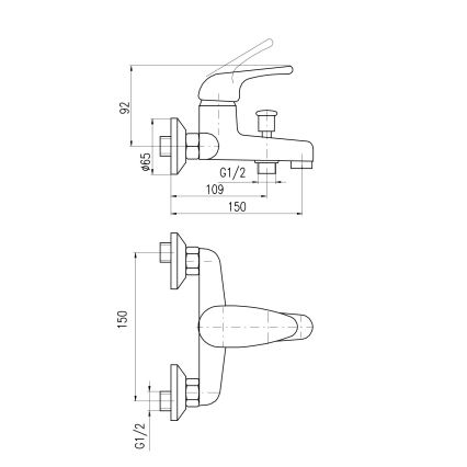 RAV Slezák SA054.5 - Miješalica za kadu SAZAVA polirani krom
