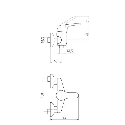 RAV Slezák SA080.5 - Miješalica za tuš SAZAVA, sjajni krom