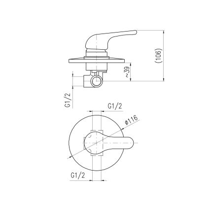 RAV Slezák SA083 - Tuš baterija za podžbuknu ugradnju SAZAVA, sjajni krom