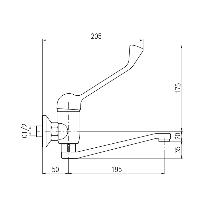 RAV Slezák SA601.5/26 - Baterija za umivaonik s liječničkom polugom SAZAVA 23 cm, sjajni krom