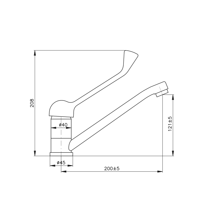 RAV Slezák SA605.0 - Slavina za umivaonik SAZAVA s medicinskom polugom, 20,8 cm, sjajni krom