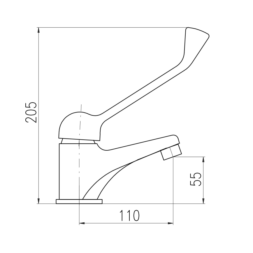 RAV Slezák SA626.0 - Miješalica za umivaonik s medicinskom polugom SAZAVA 20,5 cm, sjajni krom