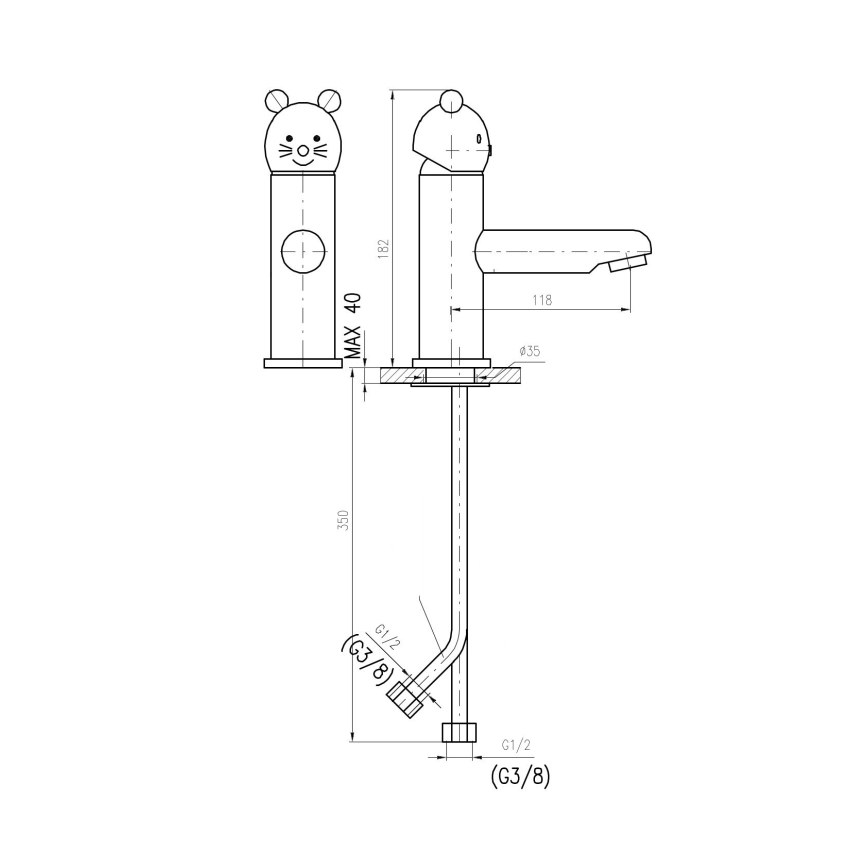 RAV Slezák SE326.0 - Baterija za umivaonik JUNIOR 18,2 cm crvena/plava