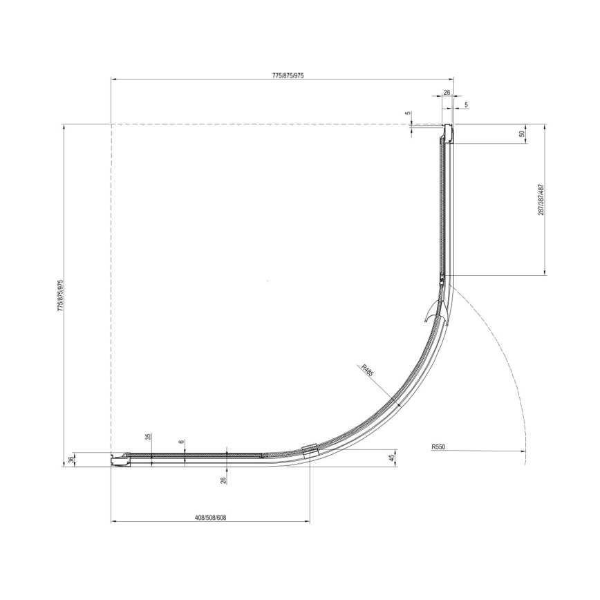 Ravak 37677U00Z1 - Trodijelna četvrtkružna tuš-kabina PIVOT 90x90 cm satinirana