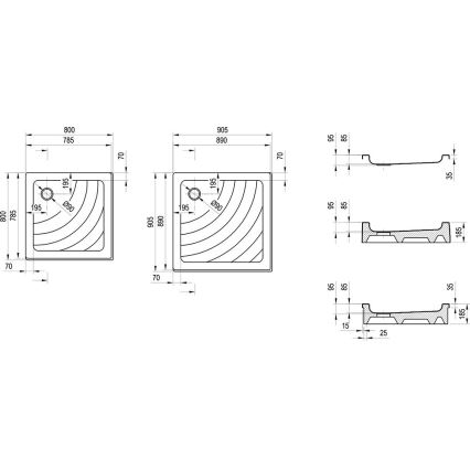 Ravak A007701120 - Kvadratna tuš kadica ANGELA 90x90 cm bijela
