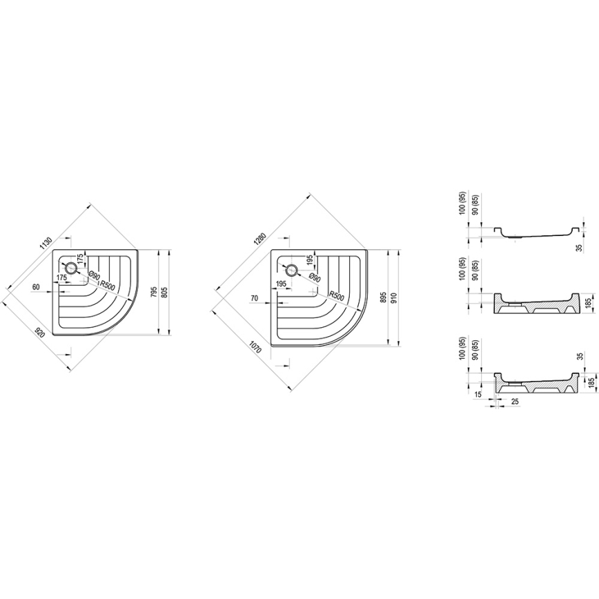 Ravak A207001120 - Četvrtkružna tuš-kada RONDA 90x90 cm bijela