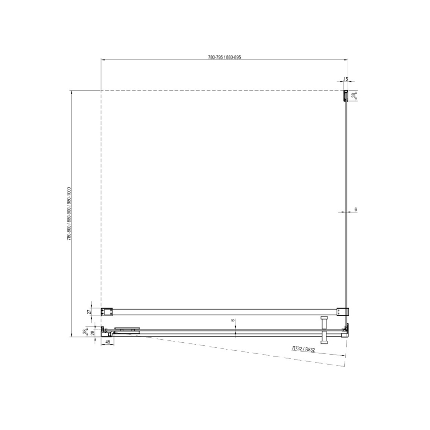 Ravak - Tuš-kabina COOL 90x80 cm crna
