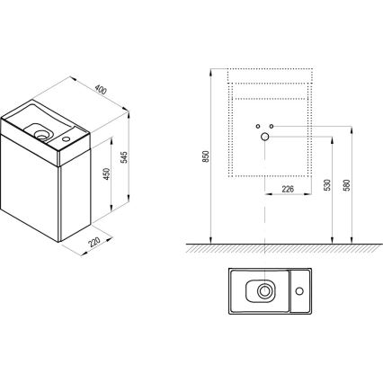 Ravak X000001386 - Kupaonski ormarić ispod umivaonika VEDA 54,5x40 cm bijeli