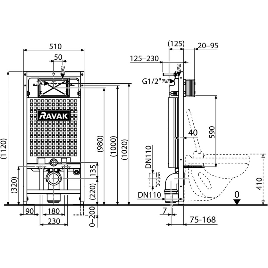 Ravak X01703 - Modul za WC 1,12 m