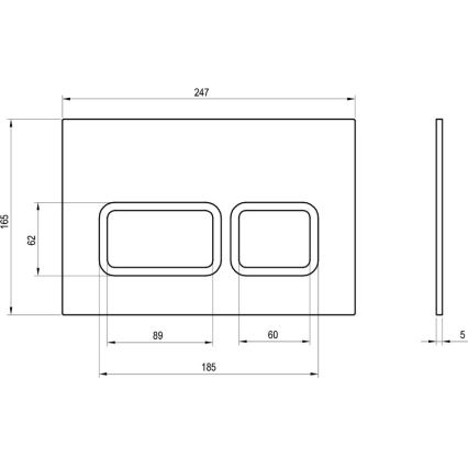 Ravak X01739 - Tipka za ispiranje TWIN 24,7x16,5 cm bijela
