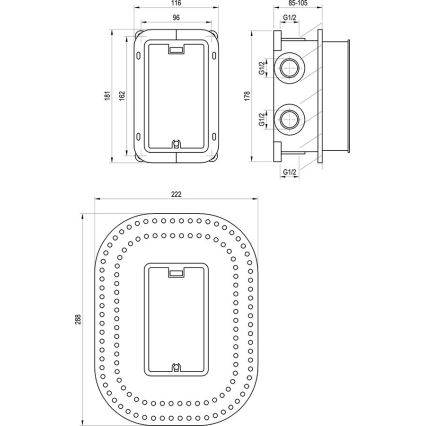 Ravak X070074 - Osnovno kućište za podometne baterije R-BOX MULTI 18,1x11,6 cm