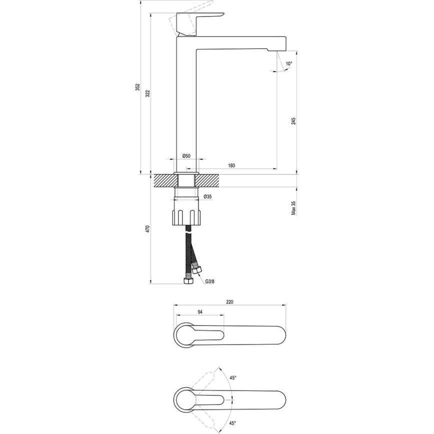 Ravak X070114 - Slavina za umivaonik PURI 32,2 cm, sjajni krom