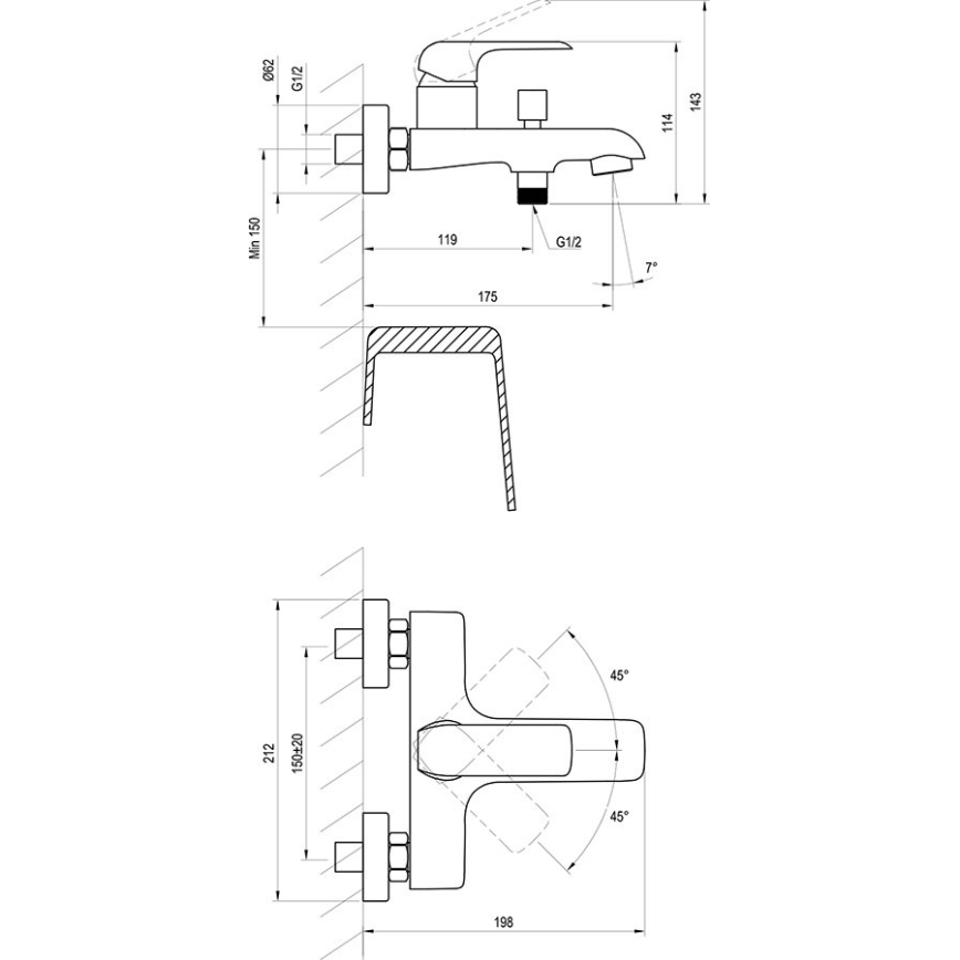 Ravak X070119 - Baterija za kadu FLAT sjajni krom