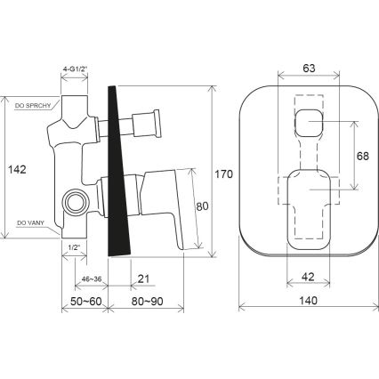 Ravak X070134 - Podžbukna tuš miješalica FREE, sjajni krom