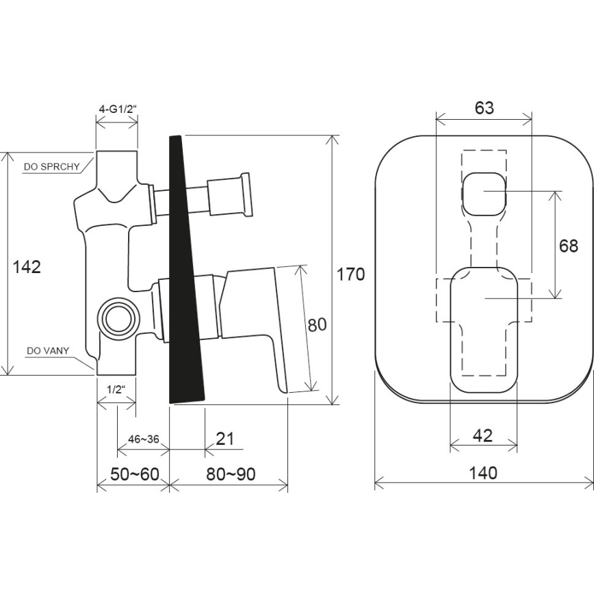 Ravak X070134 - Podžbukna tuš miješalica FREE, sjajni krom