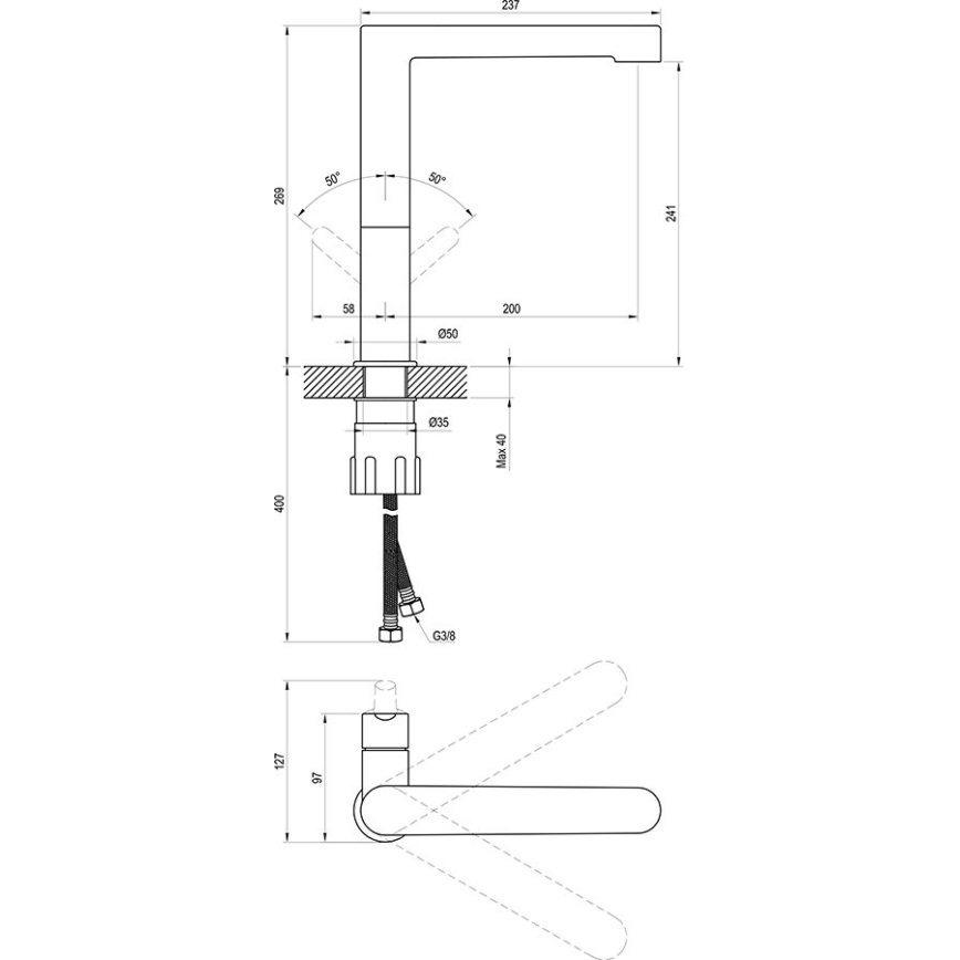 Ravak X070143 - Miješalica za umivaonik PURI 26,9 cm, sjajni krom
