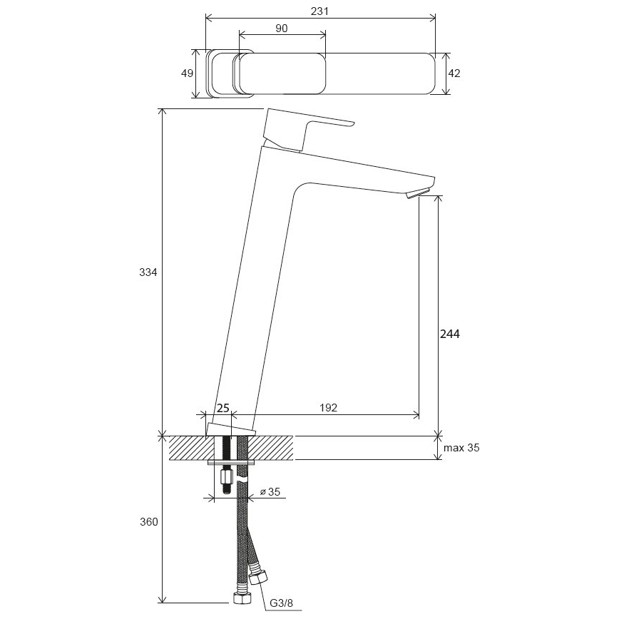 Ravak X070151 - Slavina za umivaonik FREE 33,4 cm crna