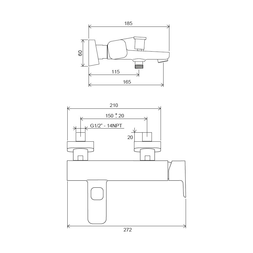 Ravak X070152 - Baterija za kadu FREE crna